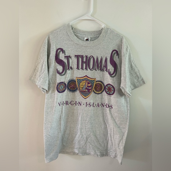 Vintage 80s  1991 St. Thomas Virgin Islands Single Stitch T Shirt L Sailboats - Picture 1 of 8